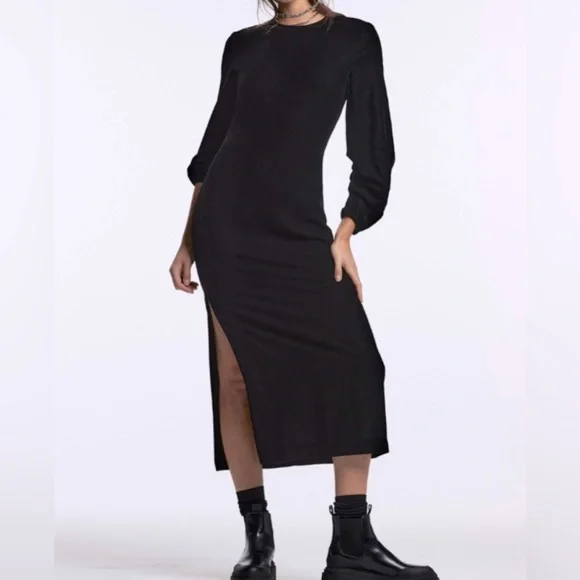 Zara | Dresses | Nwt Zara Black Velvet Midi Dress | Poshmark
